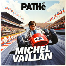 An eye-catching film poster for a Pathé production featuring Michel Vaillant, the iconic racing driver