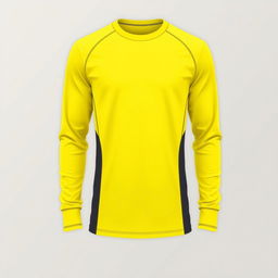 A sophisticated long-sleeve sports t-shirt design showcasing a dominant yellow hue with subtle dark gray accents