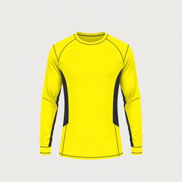 A sophisticated long-sleeve sports t-shirt design showcasing a dominant yellow hue with subtle dark gray accents