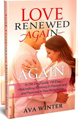 A romantic book cover for an Amazon ebook titled *Love Renewed Again: A 30-Day Guide to Rekindling Intimacy and Passion in Your Relationship*