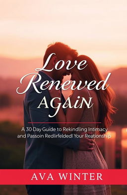 A romantic book cover for an Amazon ebook titled *Love Renewed Again: A 30-Day Guide to Rekindling Intimacy and Passion in Your Relationship*