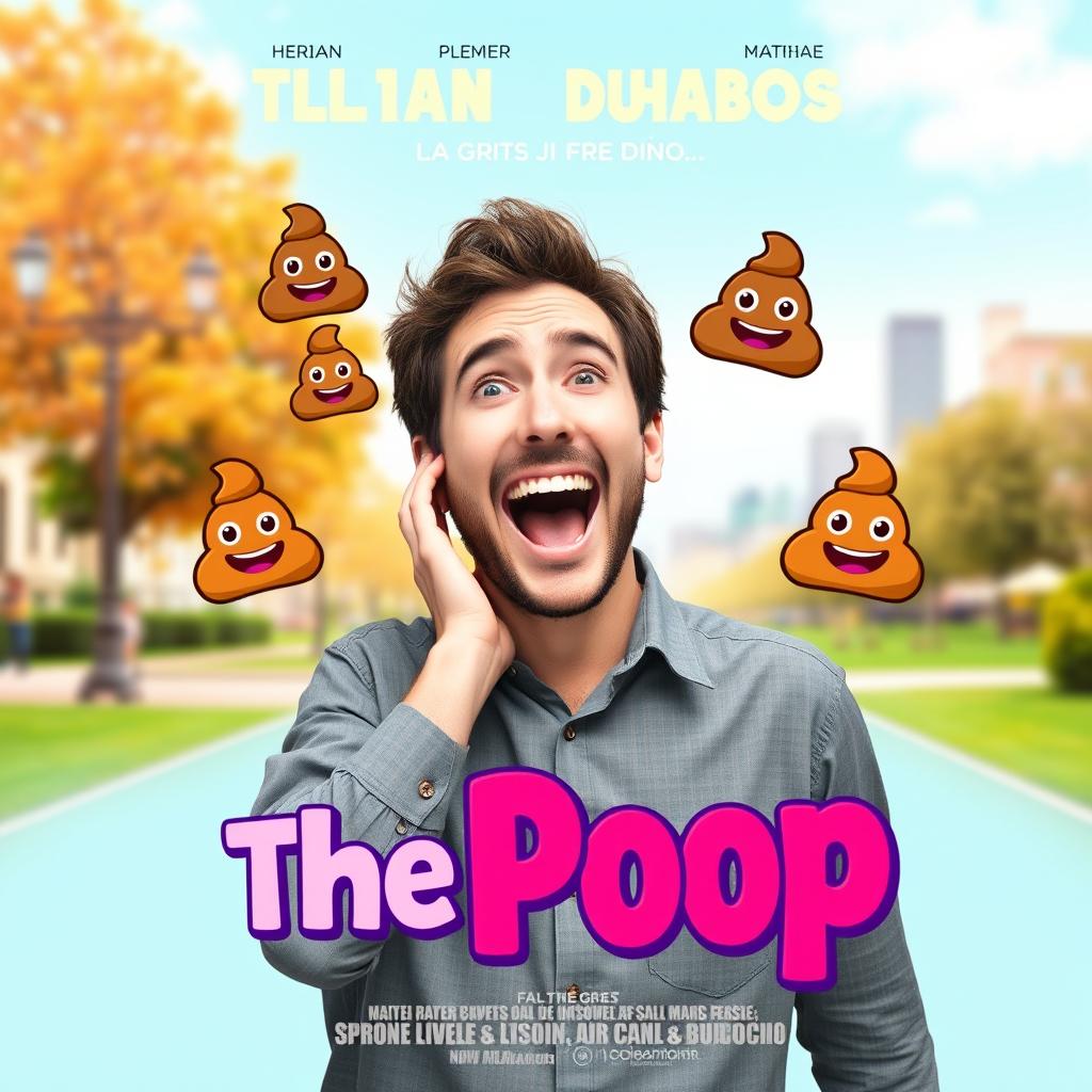 A quirky and humorous film poster featuring Tilian Duhaubois on the cover for a movie titled "The Poop