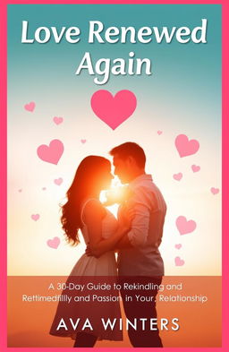 A romantic, uplifting book cover for "Love Renewed Again: A 30-Day Guide to Rekindling Intimacy and Passion in Your Relationship" by Ava Winters