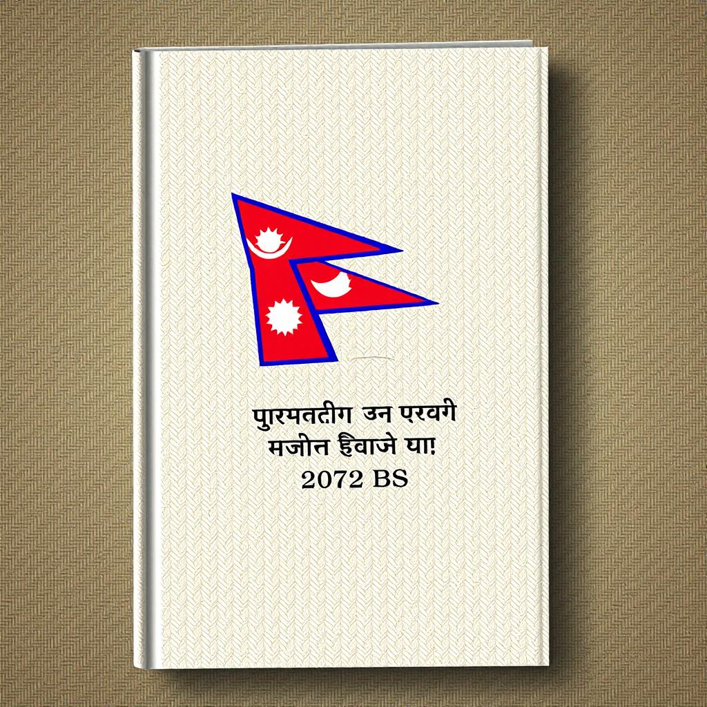 A book cover design for the Constitution of Nepal from the year 2072 BS, featuring the Nepalese national flag