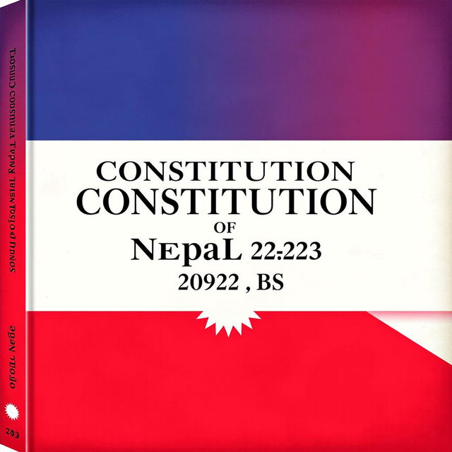 A visually striking book cover design for the Constitution of Nepal-2072 BS, prominently featuring the words 'Constitution of Nepal-2072 BS' in bold, elegant fonts