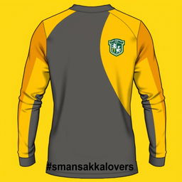 A long-sleeve sports jersey featuring a mix of yellow and gray colors