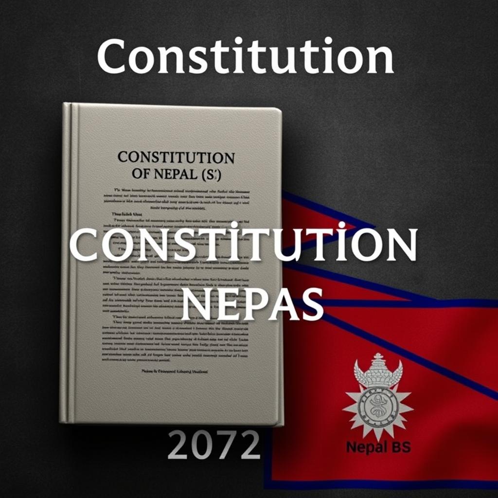 "Constitution of Nepal-2072 BS" depicted alongside the Nepal Flag