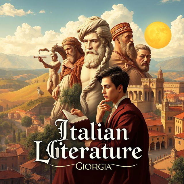 An artistic film poster inspired by Italian literature, titled "Italian Literature by Giorgia