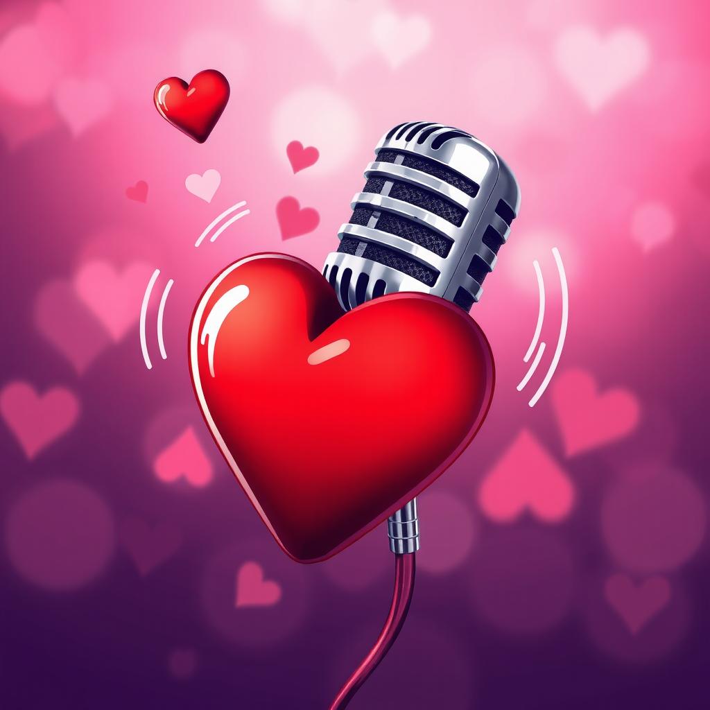 A vibrant and artistic illustration of a heart intertwined with a microphone