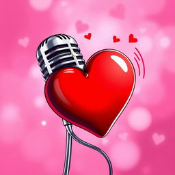 A vibrant and artistic illustration of a heart intertwined with a microphone