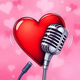 A vibrant and artistic illustration of a heart intertwined with a microphone