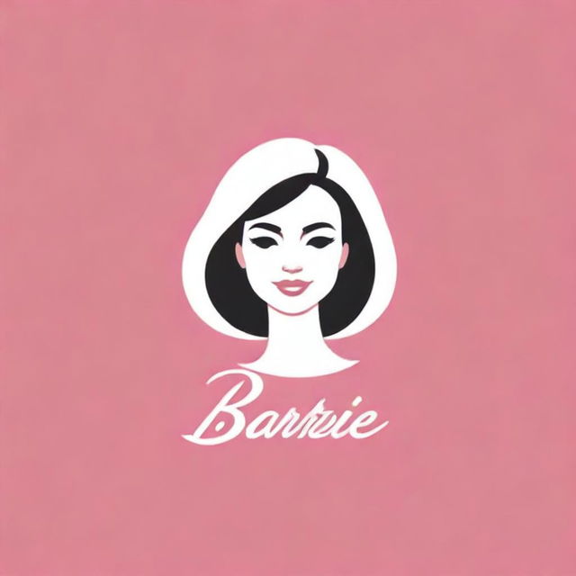 A stylish Barbie logo featuring distinctive, elegant cursive font , complemented by the iconic Barbie silhouette colored in classic pink and childhood simplicity.