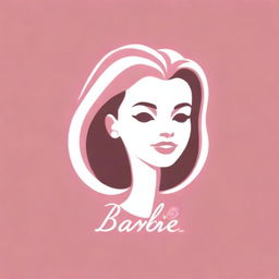 A stylish Barbie logo featuring distinctive, elegant cursive font , complemented by the iconic Barbie silhouette colored in classic pink and childhood simplicity.