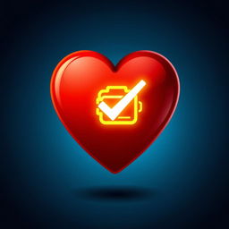 A creative and humorous illustration of a heart shape with a glowing check engine light symbol superimposed on it