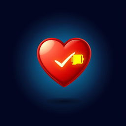 A creative and humorous illustration of a heart shape with a glowing check engine light symbol superimposed on it