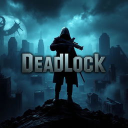 An intriguing YouTube thumbnail for a game titled "Deadlock", featuring a dark, atmospheric background that hints at a post-apocalyptic world