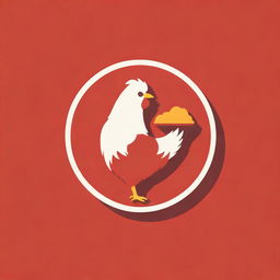 A quirky, appetizing logo featuring a crispy, golden fried chicken, placed against a bold red background. Handling the typography will be a retro, diner-style font.