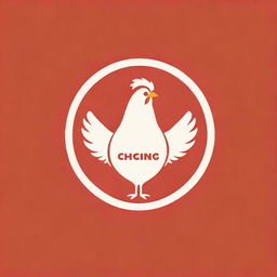 A quirky, appetizing logo featuring a crispy, golden fried chicken, placed against a bold red background. Handling the typography will be a retro, diner-style font.