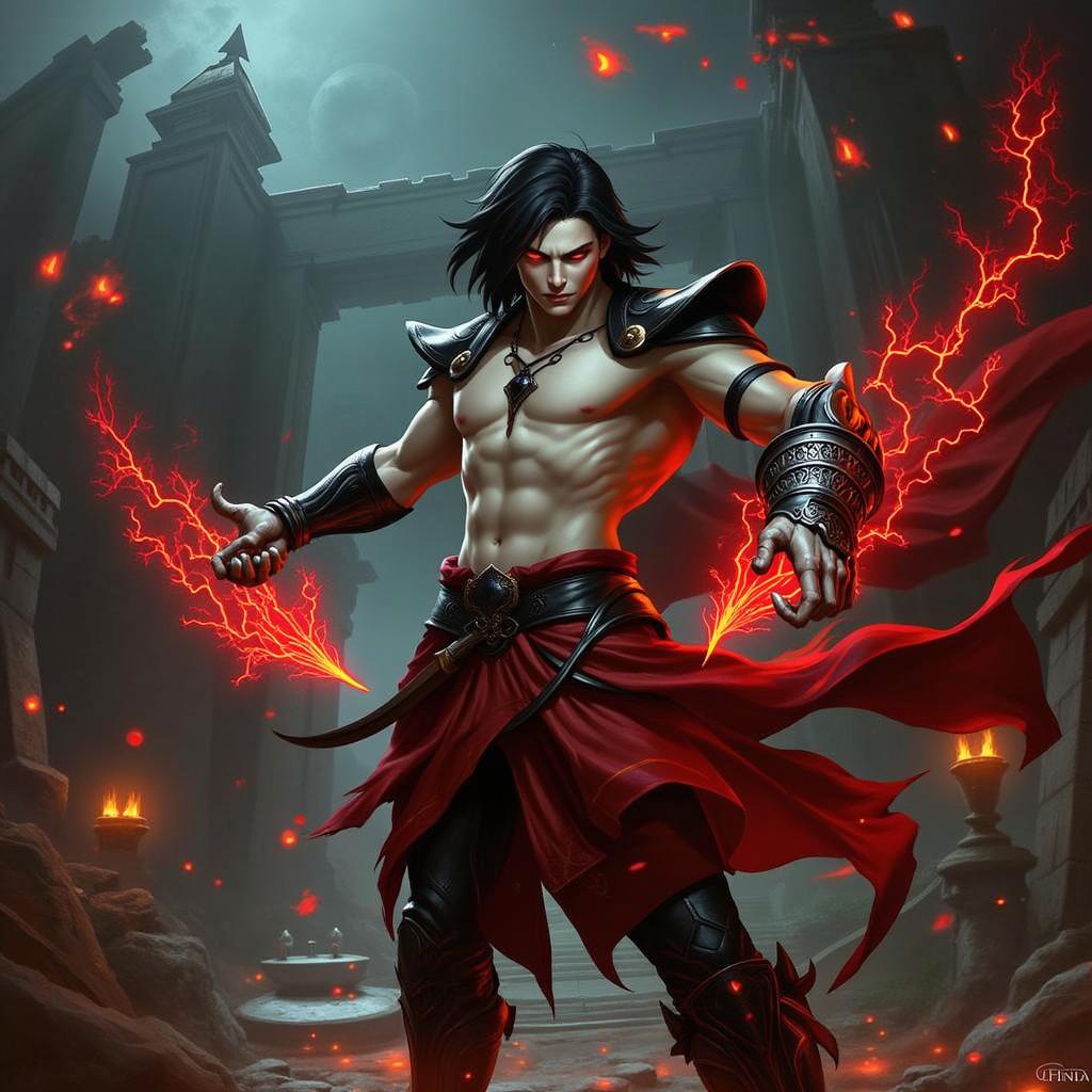 Alistar Bloodthirst, a 132-year-old vampire bloodhunter from Ixalan, standing at 165 cm and weighing 72 kg