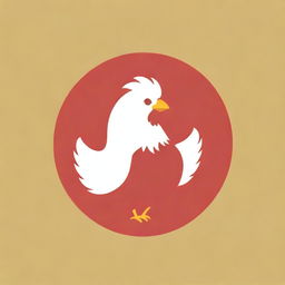 A quirky, appetizing logo featuring a crispy, golden fried chicken, placed against a bold red background. Handling the typography will be a retro, diner-style font.