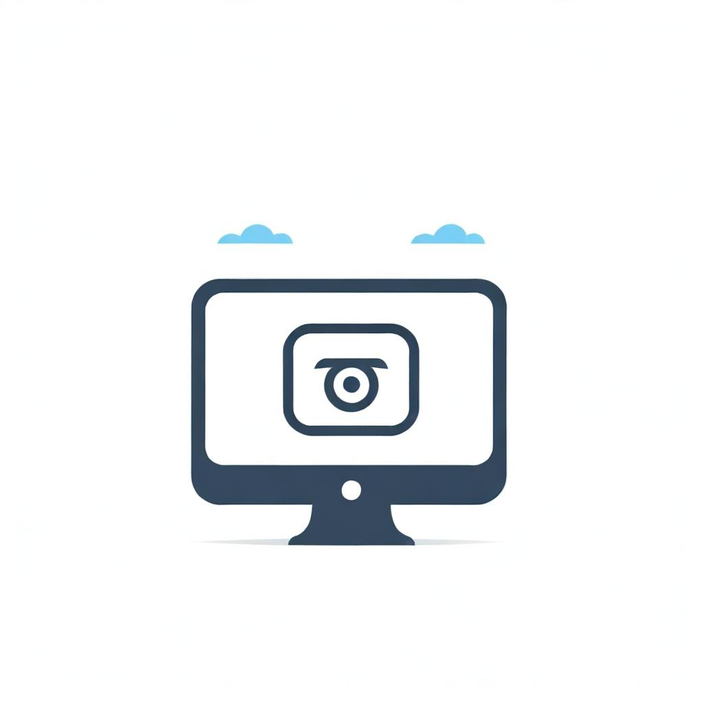 Create an icon illustrating the concept of 'visibility in a computer'. Include elements like a computer monitor with a brightly glowing pixel or an open eye overlaid on a screen, symbolizing clear visibility in digital settings.