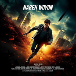 A stunning horizontal movie poster capturing dynamic action and intrigue