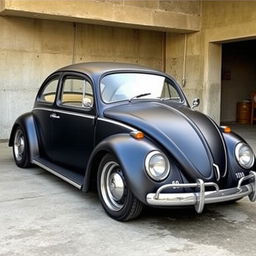 A modified Volkswagen Beetle featuring a lowered roof by approximately 28 cm, set back by 50 cm, and doors recessed and enlarged by 15 cm from the rear fender