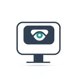 Create an icon illustrating the concept of 'visibility in a computer'. Include elements like a computer monitor with a brightly glowing pixel or an open eye overlaid on a screen, symbolizing clear visibility in digital settings.