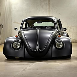 A modified Volkswagen Beetle featuring a lowered roof by approximately 28 cm, set back by 50 cm, and doors recessed and enlarged by 15 cm from the rear fender