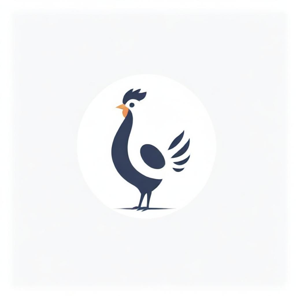 A sleek and modern logo featuring an abstract geometric design of a chicken, using sharp lines and angles, in a monochromatic color scheme.