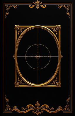 A captivating cover design featuring a stark black background, elegantly adorned with a luxurious golden frame