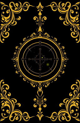 A beautiful and striking cover design featuring a black background with elegant golden patterns on the sides