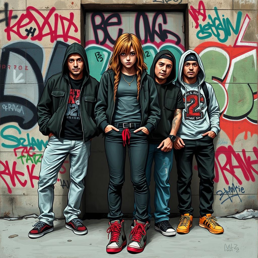 A band of five street artists, led by an enigmatic girl with vibrant red shoelaces