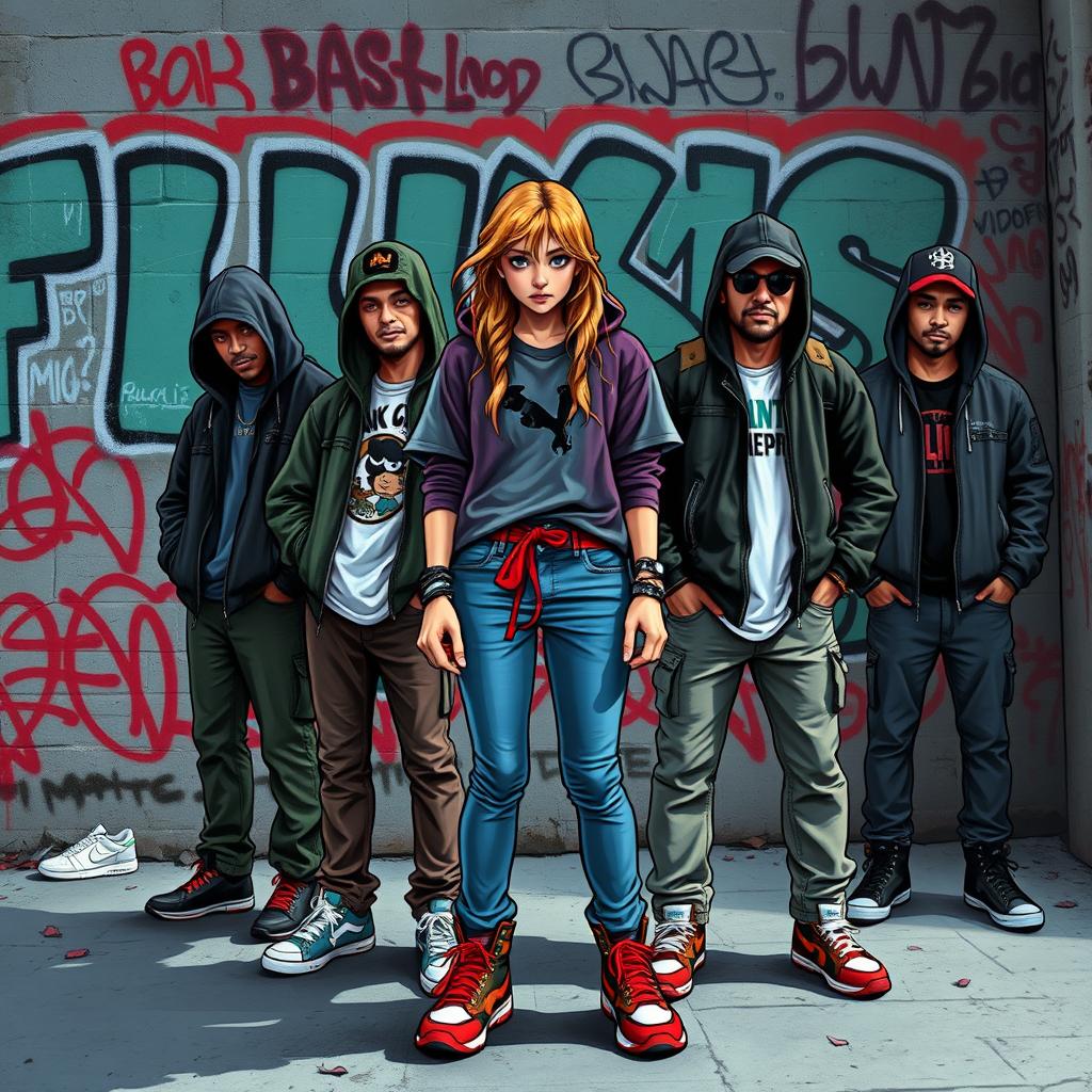 A band of five street artists, led by an enigmatic girl with vibrant red shoelaces