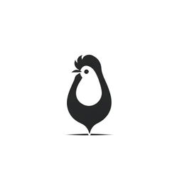 A black and white logo featuring a geometrically abstract chicken elegantly constructed from crisp lines and angles, balancing simplicity and sophistication.