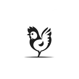 A black and white logo featuring a geometrically abstract chicken elegantly constructed from crisp lines and angles, balancing simplicity and sophistication.