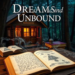 A visually stunning book cover for a fantasy novel titled "Dreams Unbound"