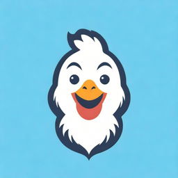 An adorable and lively logo featuring the close-up face of a happy chicken with bright eyes and a cheerful beak, warmly inviting with a sense of joy and warmth.