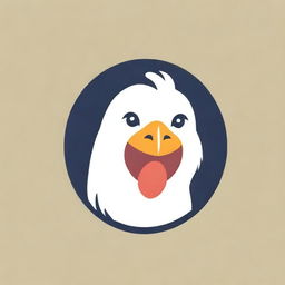 An adorable and lively logo featuring the close-up face of a happy chicken with bright eyes and a cheerful beak, warmly inviting with a sense of joy and warmth.