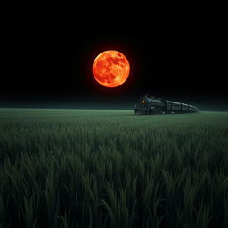 An extensive field of tall grass under a pitch-black sky