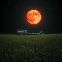 An extensive field of tall grass under a pitch-black sky