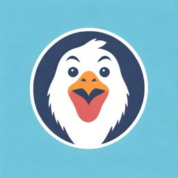 An adorable and lively logo featuring the close-up face of a happy chicken with bright eyes and a cheerful beak, warmly inviting with a sense of joy and warmth.