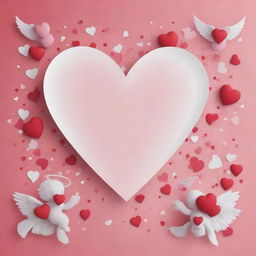 Create an epic poster with the theme 'Paradise of Love', featuring hearts. Exclude the cupid element. The main colors should be pink, white, and red