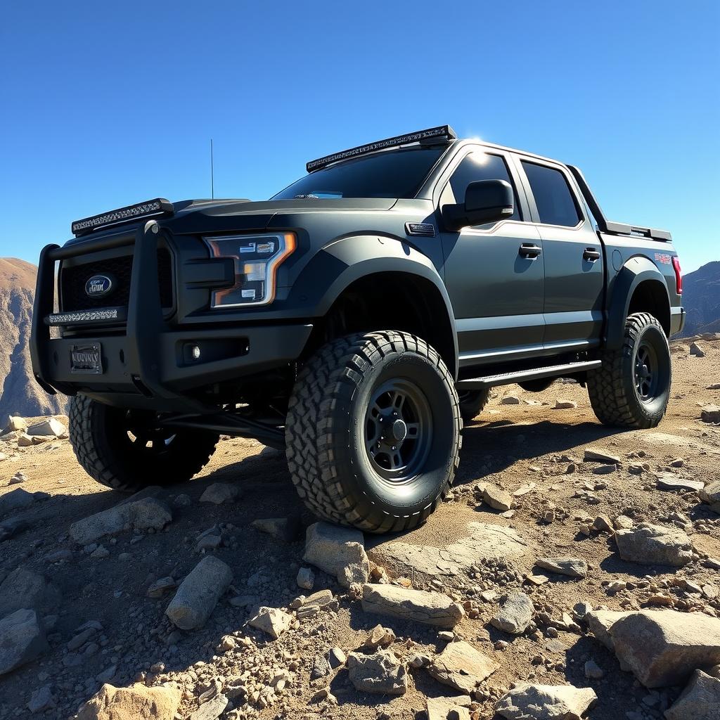 A powerful armored pickup truck with reinforced armor, showcasing a rugged exterior and an aggressive stance