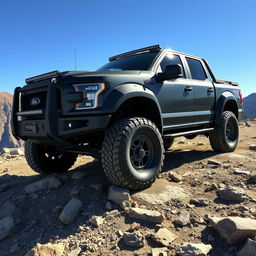 A powerful armored pickup truck with reinforced armor, showcasing a rugged exterior and an aggressive stance