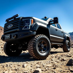 A powerful armored pickup truck with reinforced armor, showcasing a rugged exterior and an aggressive stance