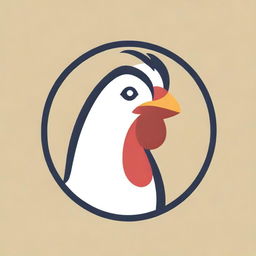 A refined and appealing logo featuring a close-up of a chicken's face with attentive, expressive eyes and a pronounced beak, emanating organic farms' wholesome essence.