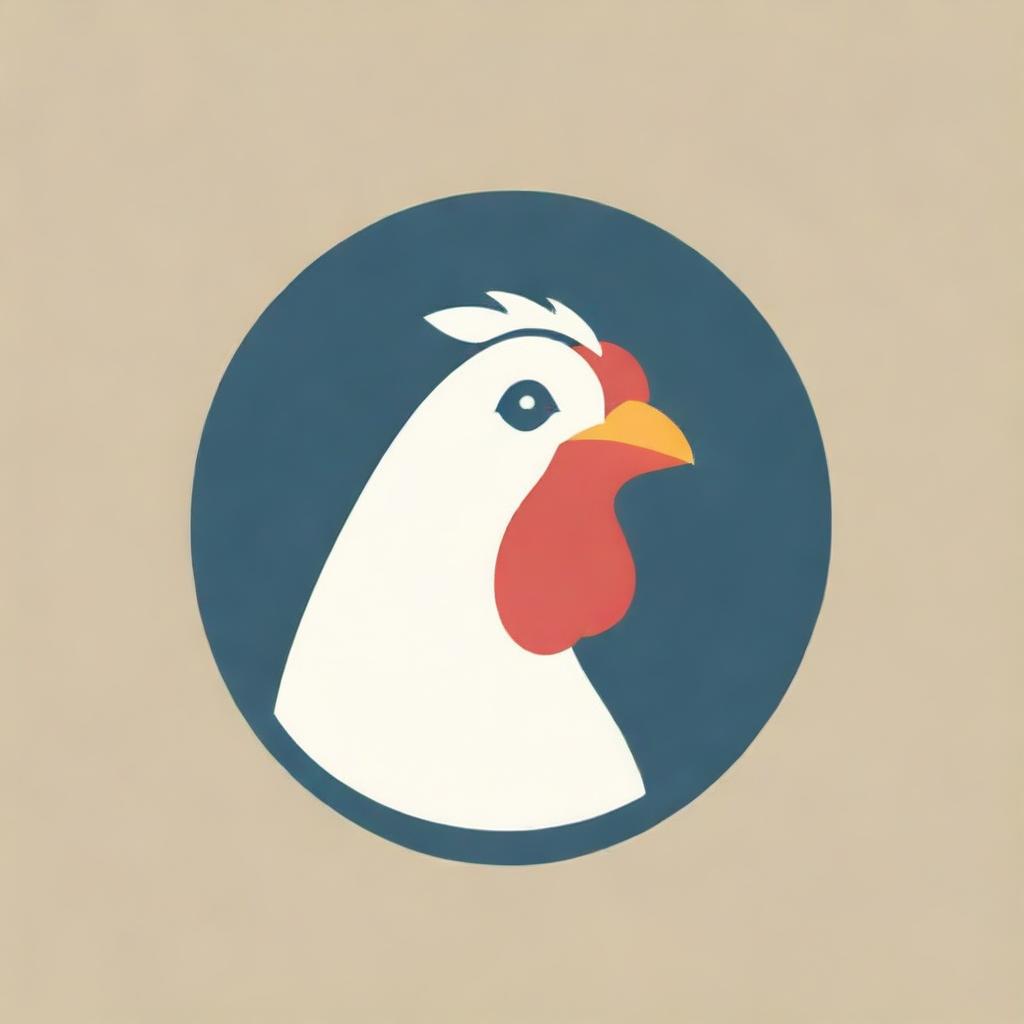 A refined and appealing logo featuring a close-up of a chicken's face with attentive, expressive eyes and a pronounced beak, emanating organic farms' wholesome essence.