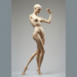 Artistic representation of human anatomy, showcasing the natural form and elegance of the human body, focusing on the balance and harmony, positioned artistically to highlight graceful curves and muscular definition, gentle lighting to accentuate contours and shapes