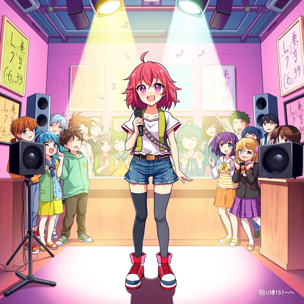 An exciting and dynamic illustration depicting an anime audition theme